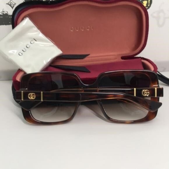 New Authentic Gucci Sunglasses GG0632S 002 Havana/Brown Gradient 56-20-145mm","d - Picture 3 of 11